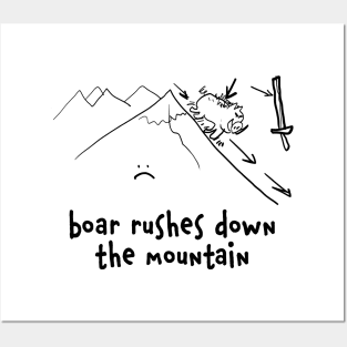 boar rushes down the mountain Posters and Art